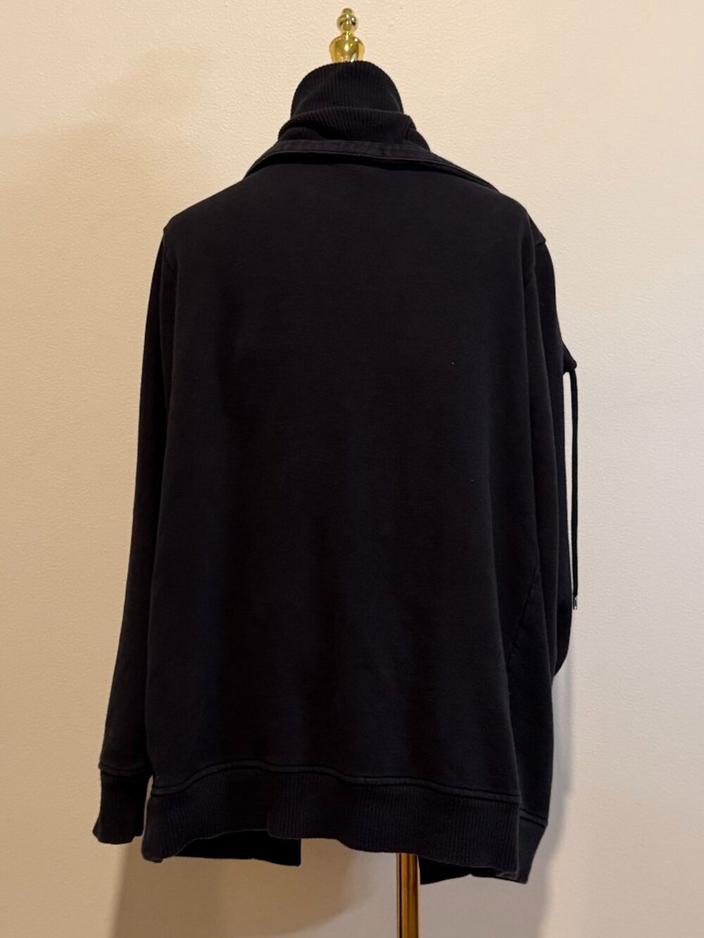 Athleta Black Drape Sweatshirt Cardigan Size L - Cozy Chunky Collar - Picture 3 of 10